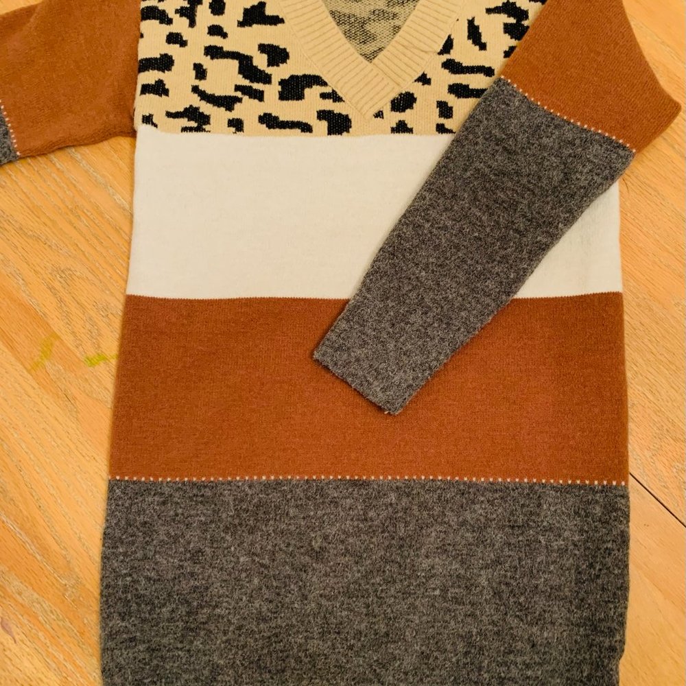 Multicolored Cheetah Print Sweater Dress